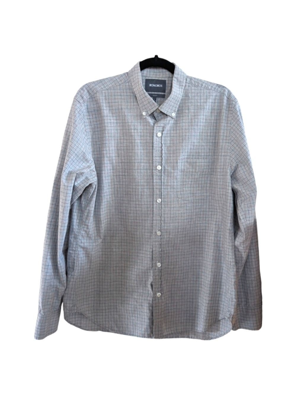 Bonobos Gray windowpane plaid button down shirt Size Large slim fit